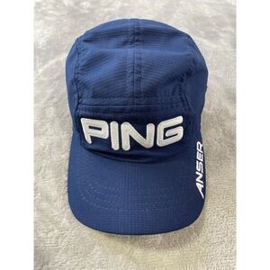 PING Golf Hat Cap Mens Strapback Navy Blue Ripstop 5 Panel Adjustable